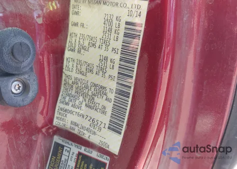 2015 Nissan Frontier S from USA, damaged, VIN 1N6BD0CT6FN726571